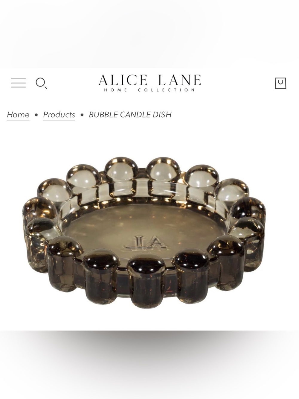 Alice Lane BUBBLE CANDLE DISH large in color: Amber